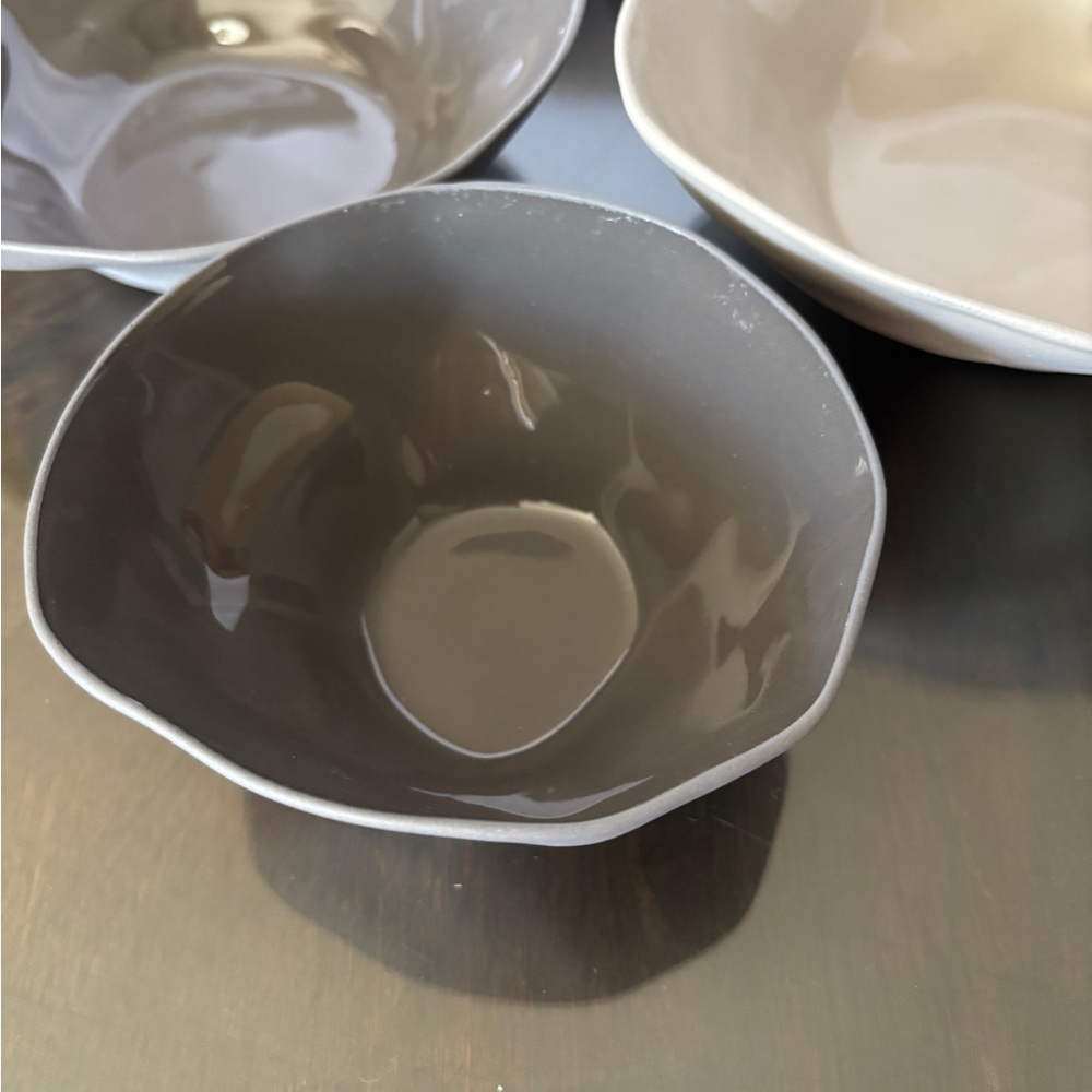 Set of Be Home Stoneware Bowls in Gray and Cream - Picture 5 of 16